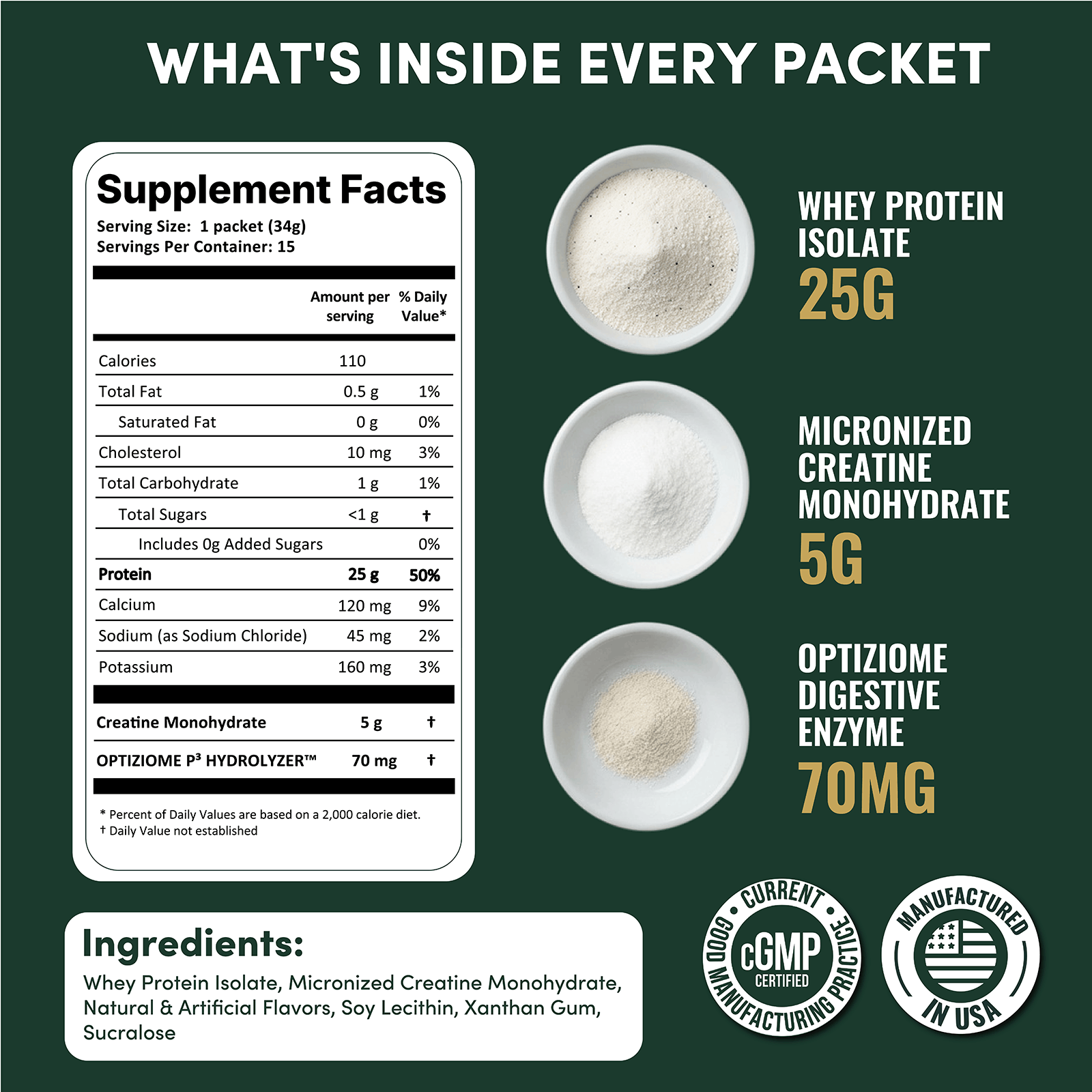 2-in-1 Whey Protein Isolate Creatine Travel Packets