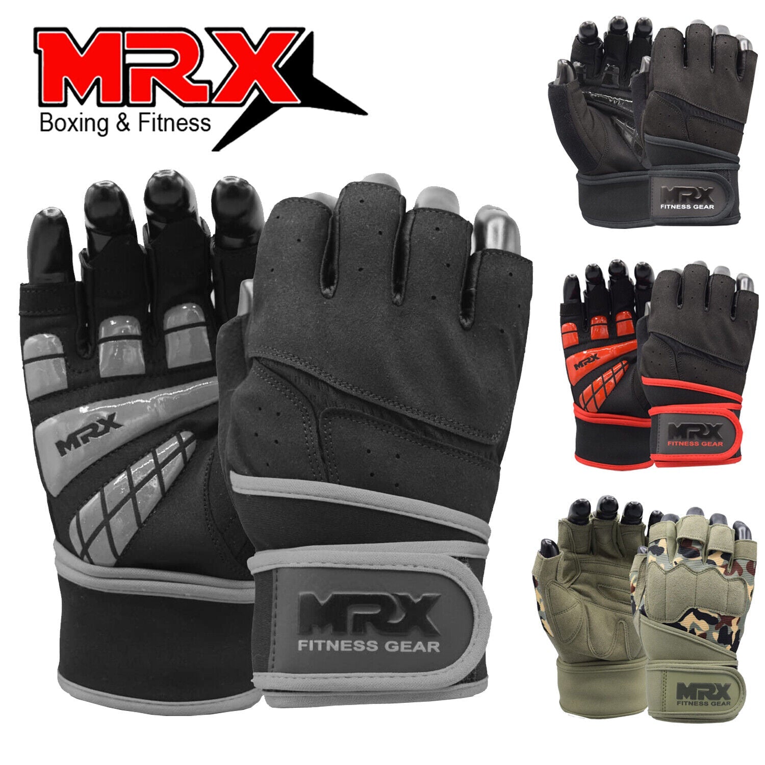 Weightlifting Gloves Long Wrist Strap Gym Training