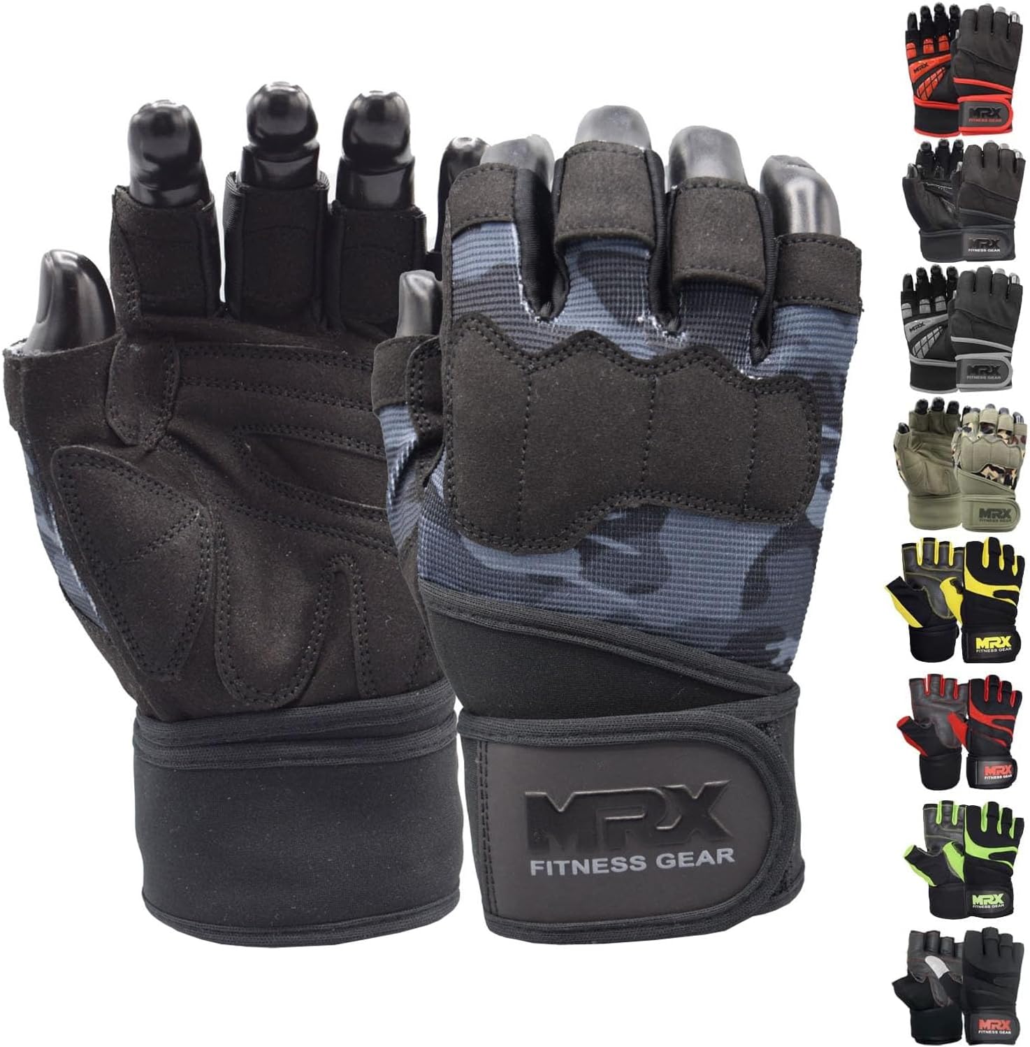 Weightlifting Gloves Long Wrist Strap Gym Training
