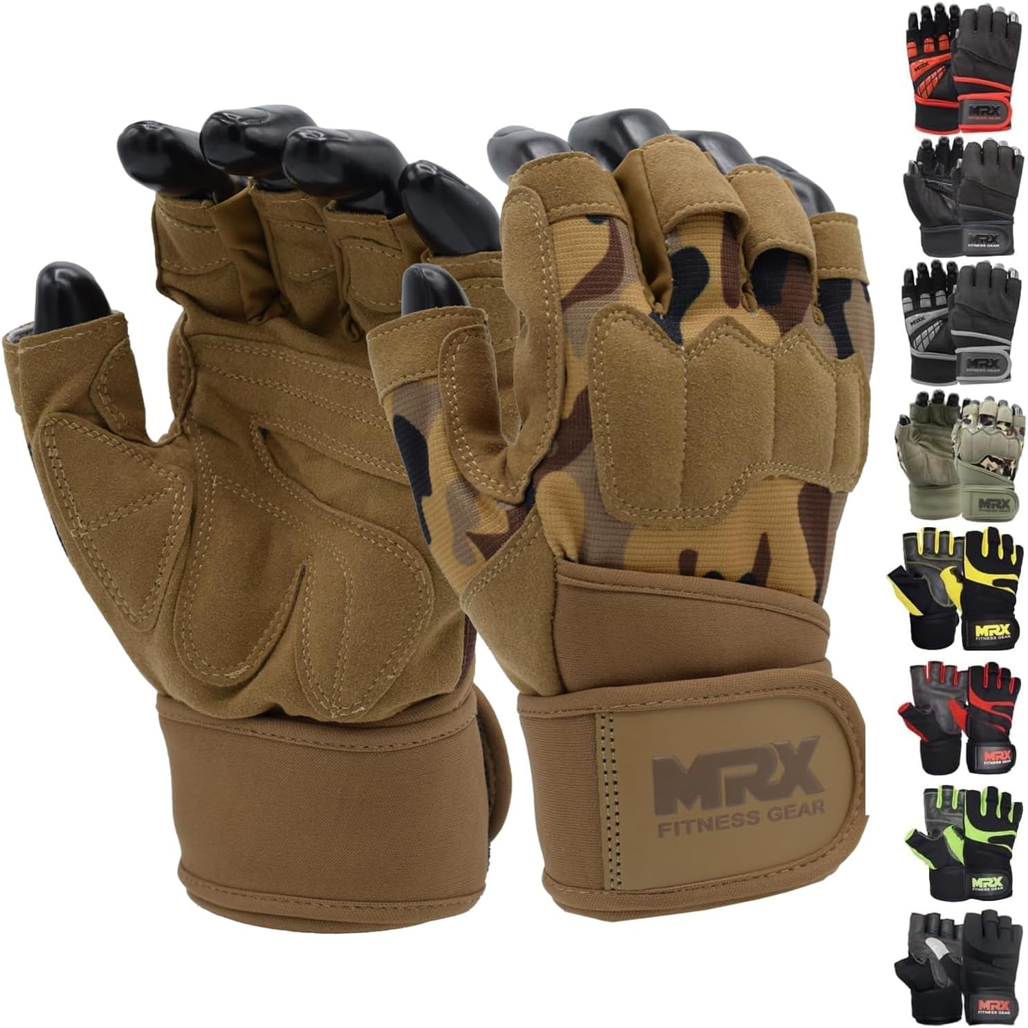Weightlifting Gloves Long Wrist Strap Gym Training