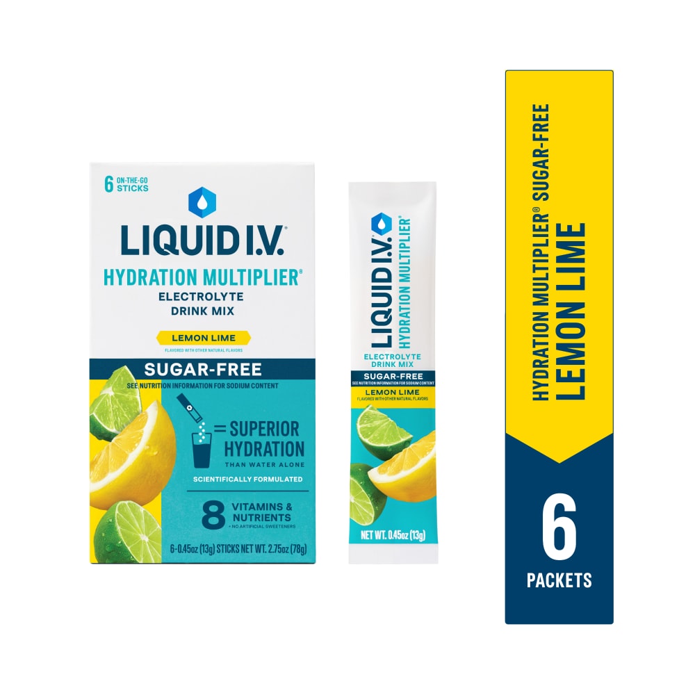 Liquid I.V.  Sugar -Free Hydration Multiplier  Lemon Lime 6Ct