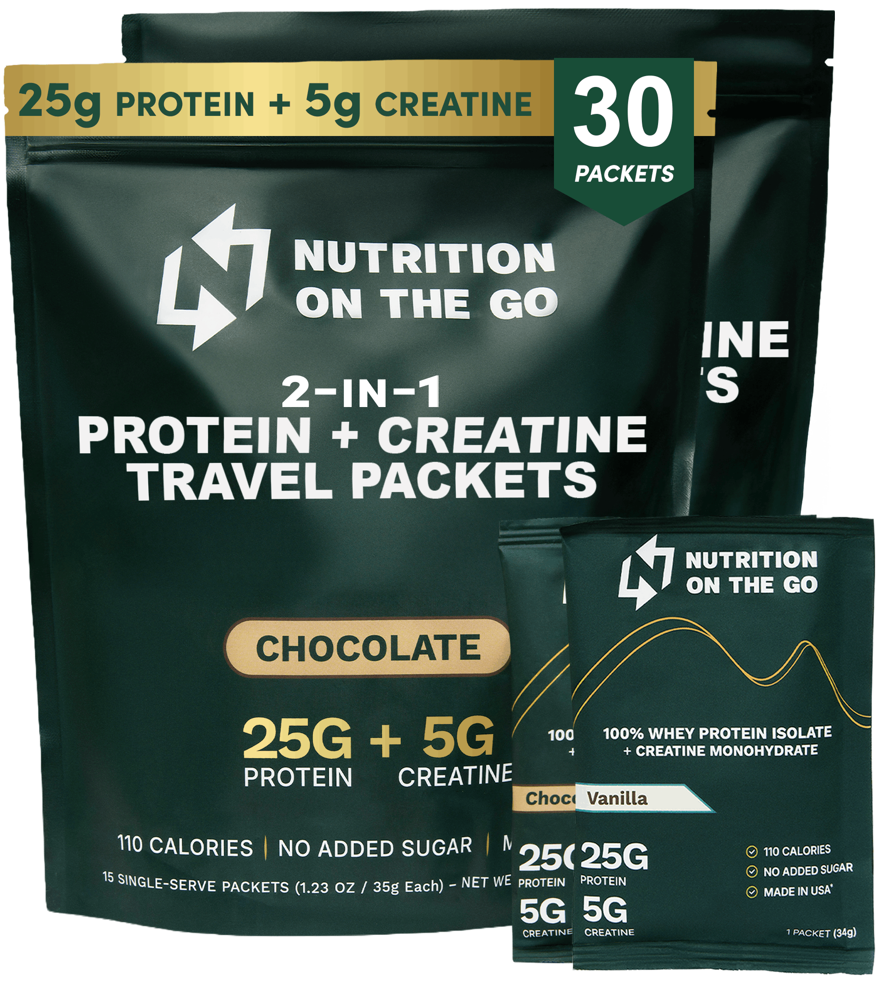 2-in-1 Whey Protein Isolate Creatine Travel Packets
