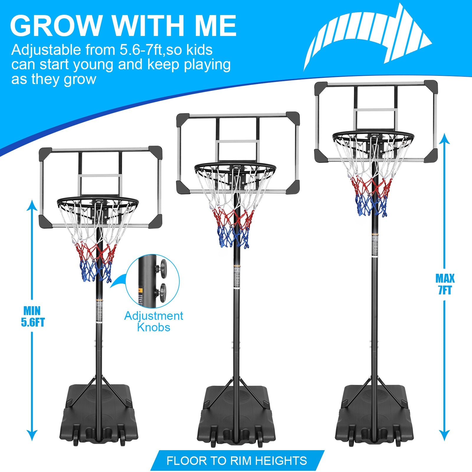 Portable Basketball Goal System Stable Base Wheels Outdoor