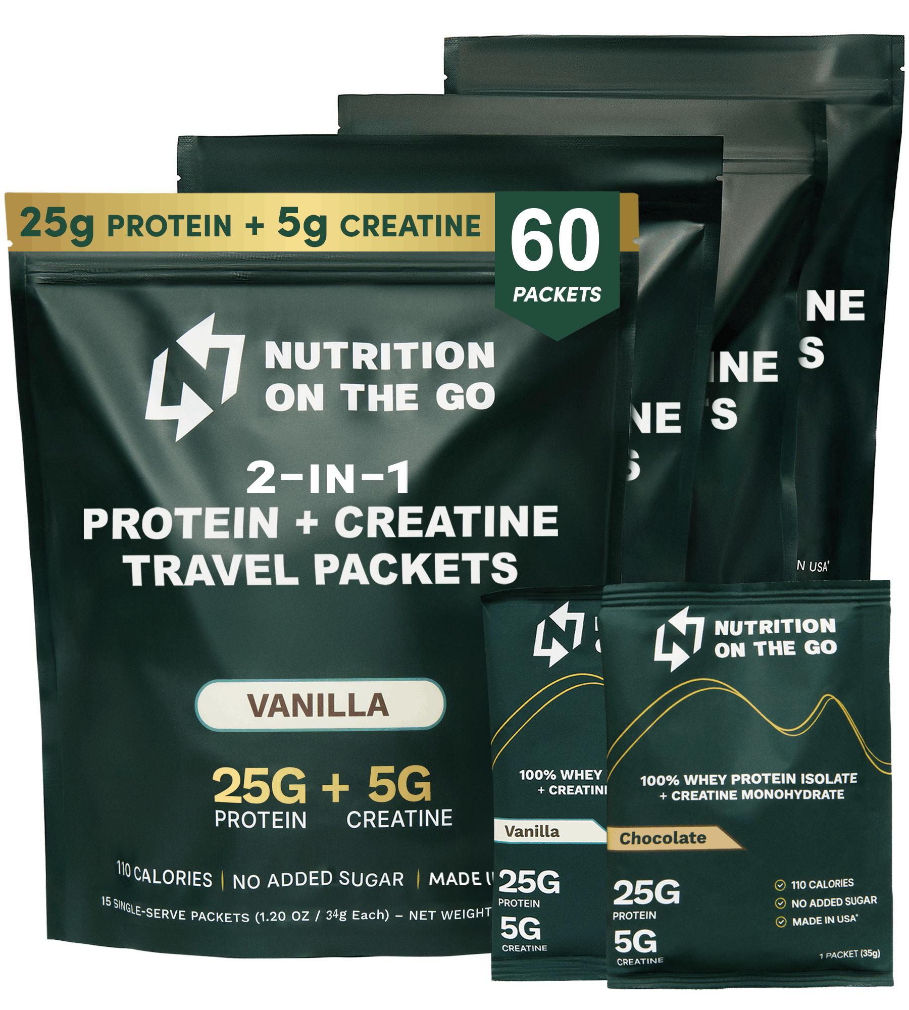 2-in-1 Whey Protein Isolate Creatine Travel Packets