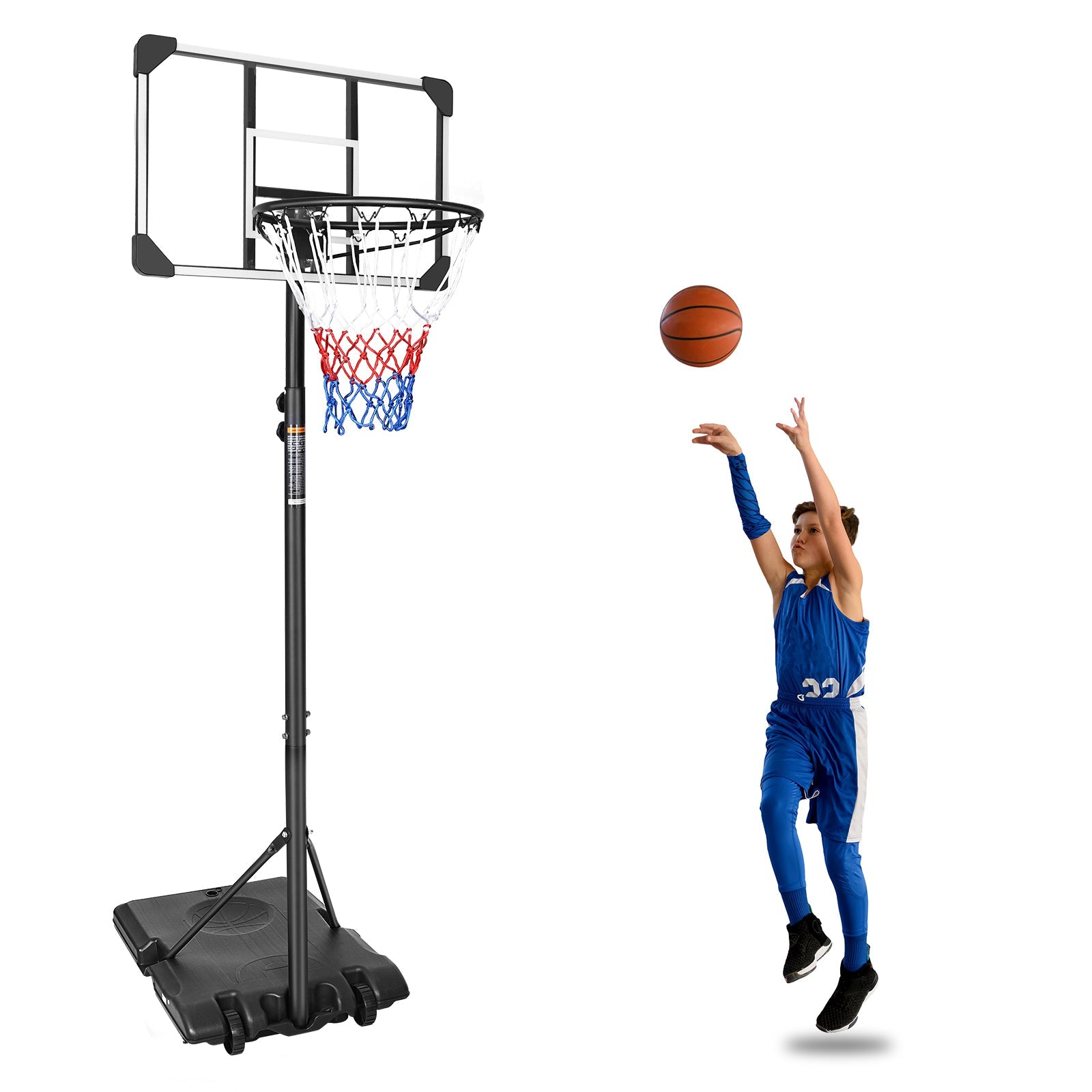 Portable Basketball Goal System Stable Base Wheels Outdoor