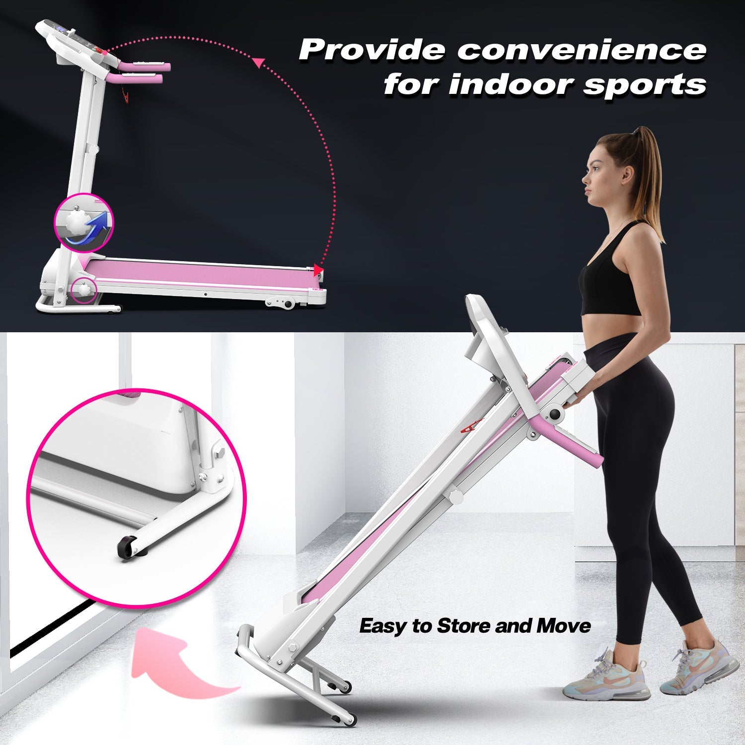 Foldable 2.5HP Electric Treadmill Home Gym Running Machine