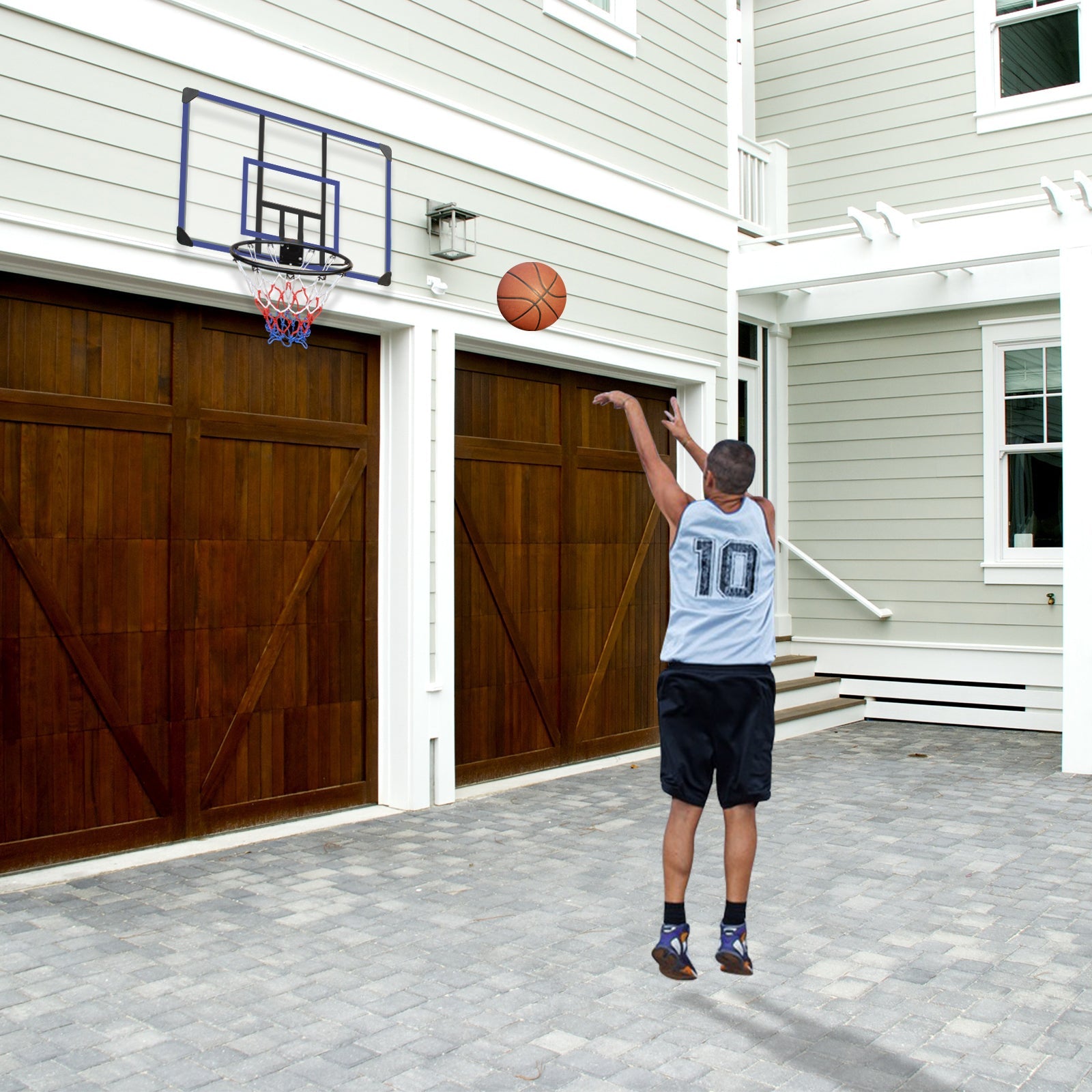 Wall Mounted Basketball Hoop Shatterproof Backboard Foldable Net