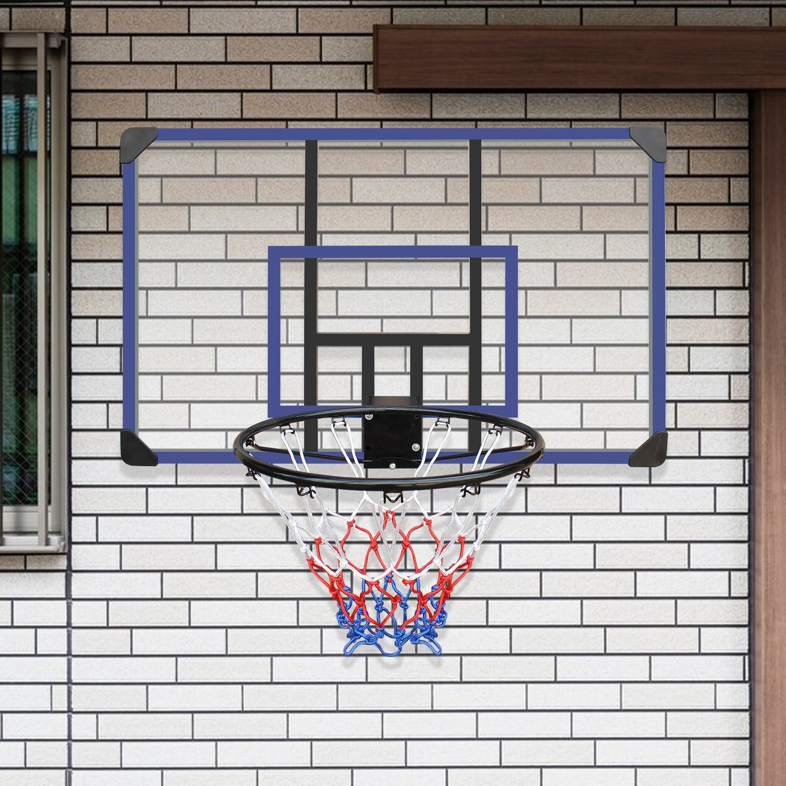 Wall Mounted Basketball Hoop Shatterproof Backboard Foldable Net