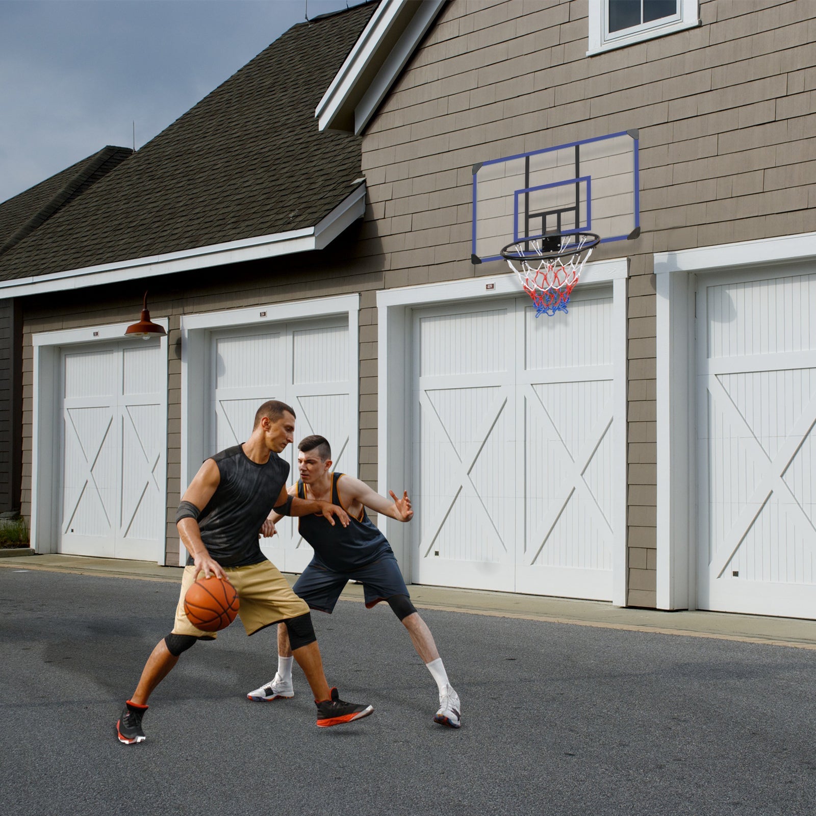 Wall Mounted Basketball Hoop Shatterproof Backboard Foldable Net