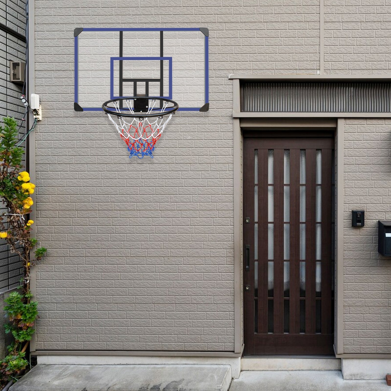 Wall Mounted Basketball Hoop Shatterproof Backboard Foldable Net