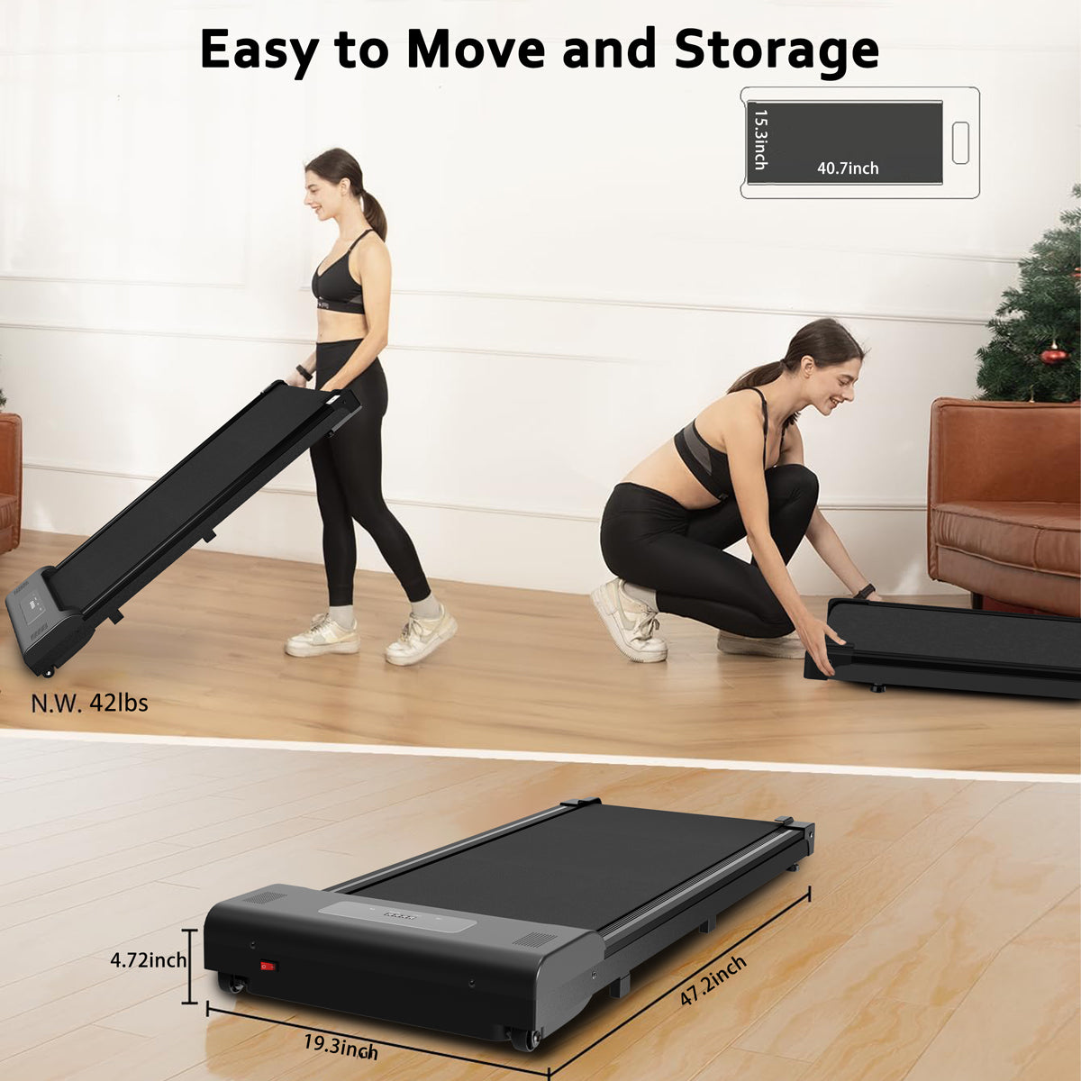 Under Desk Treadmill Portable Walking Pad LED Display