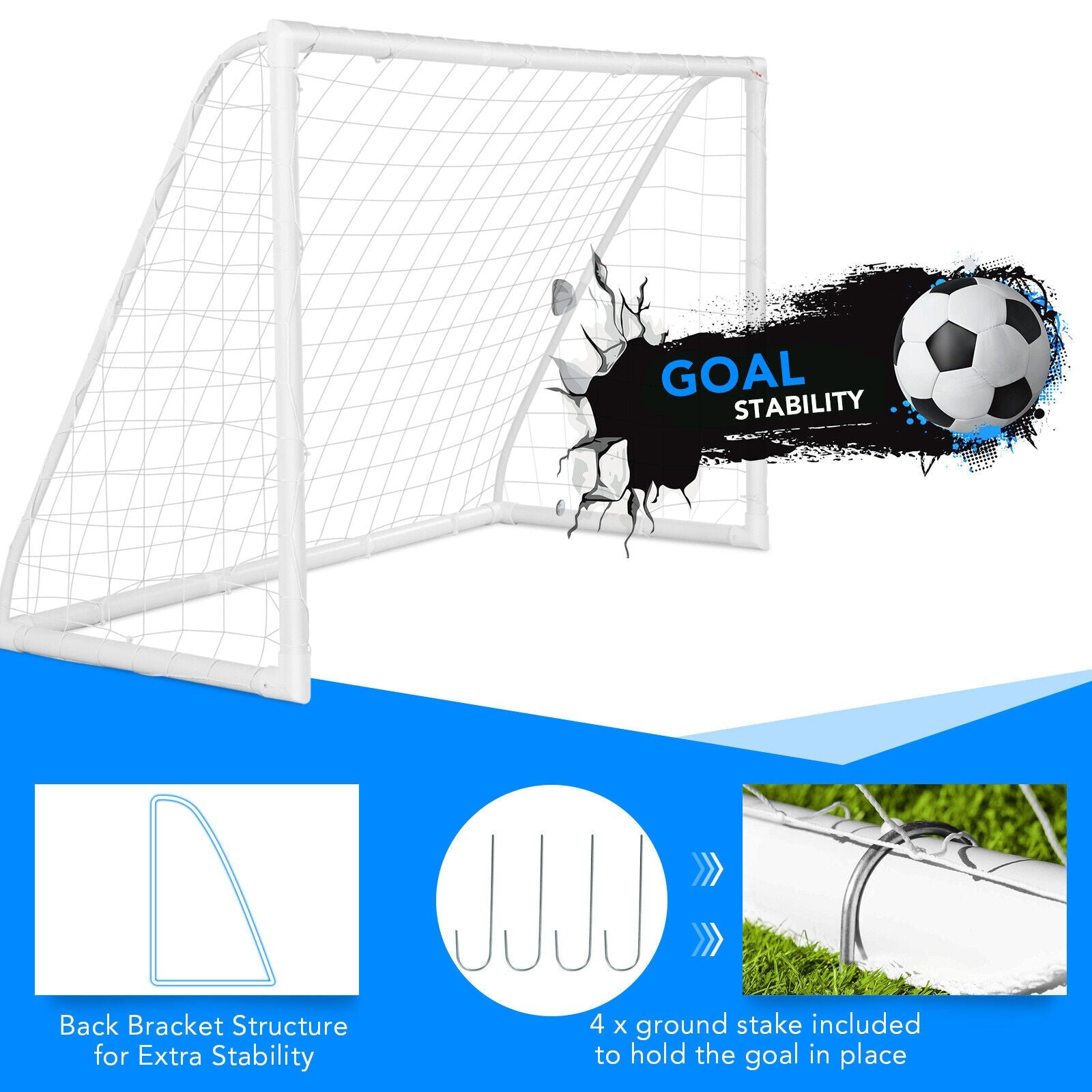 6x4 Feet Soccer Goal Strong UPVC Frame Equipment