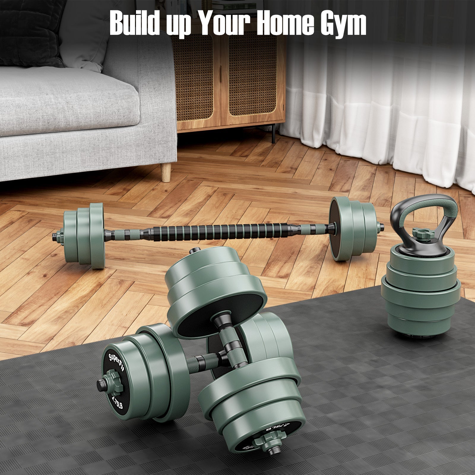 Adjustable Weight Dumbbell Set with Bar Connector
