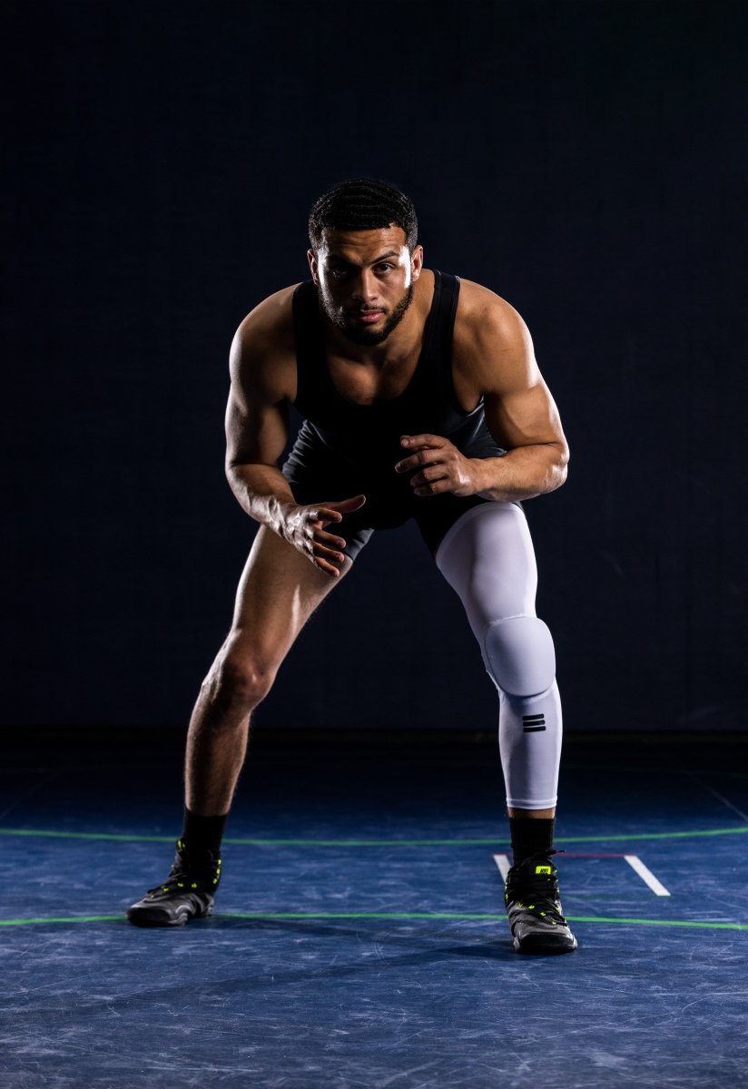 Full Length Padded Knee Sleeve White Protection Gear