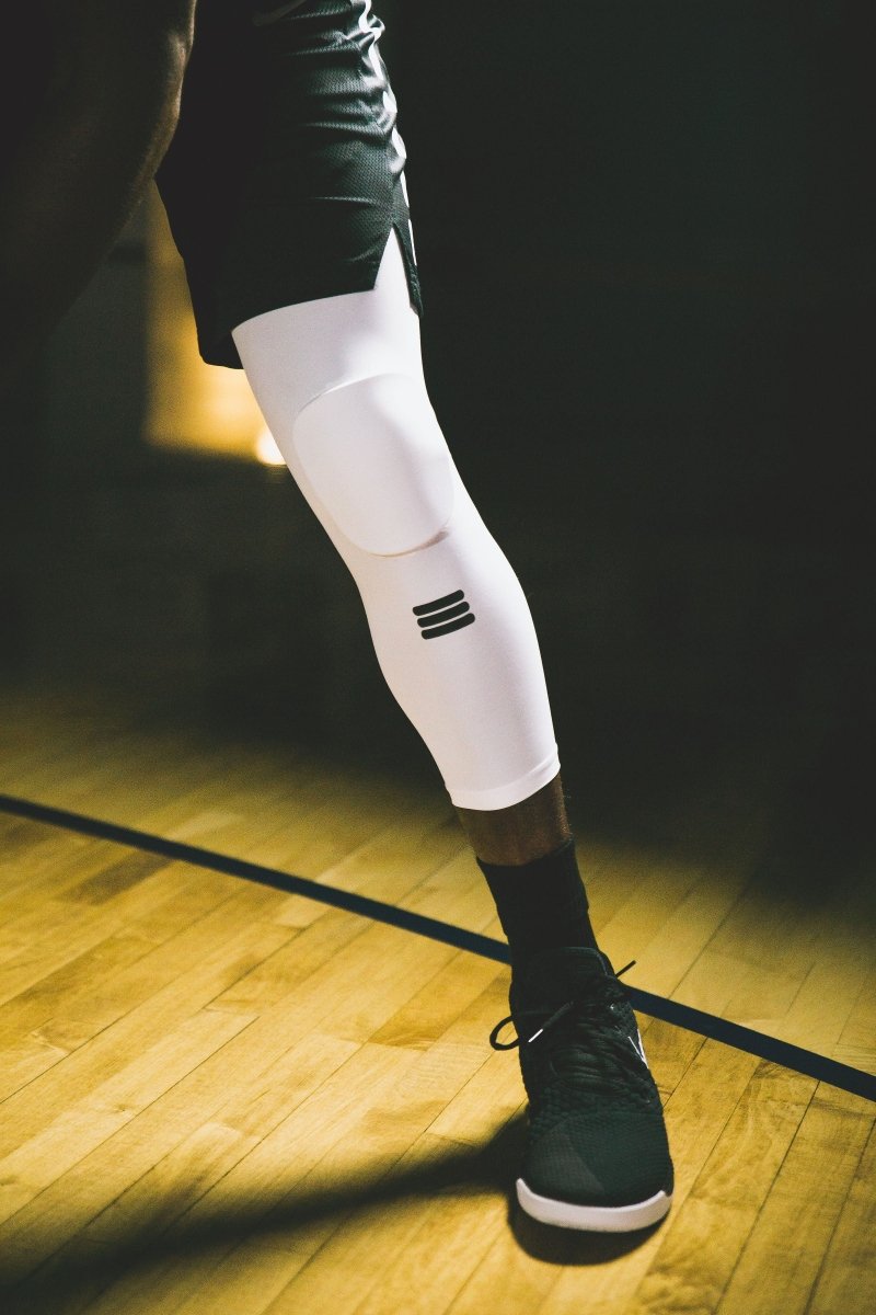Full Length Padded Knee Sleeve White Protection Gear