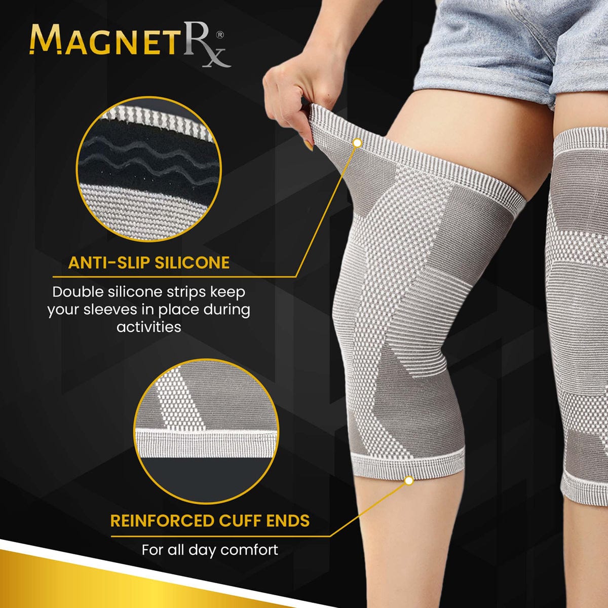 Magnetic Therapy Knee Compression Sleeves Support Pair