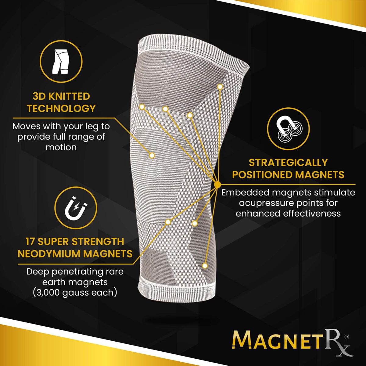 Magnetic Therapy Knee Compression Sleeves Support Pair