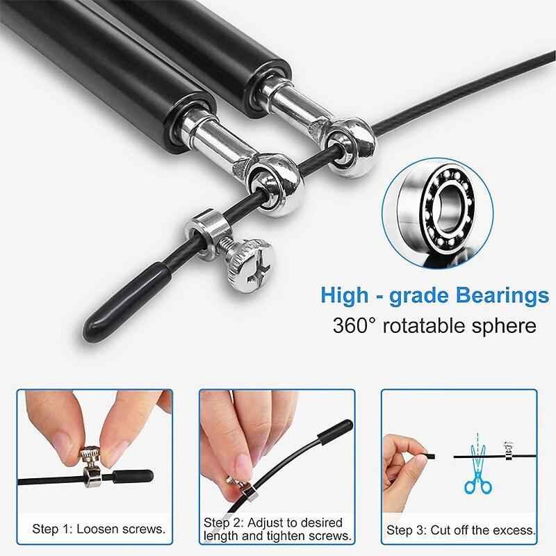 Adjustable Speed Jump Rope Aluminum Handle Fitness Training