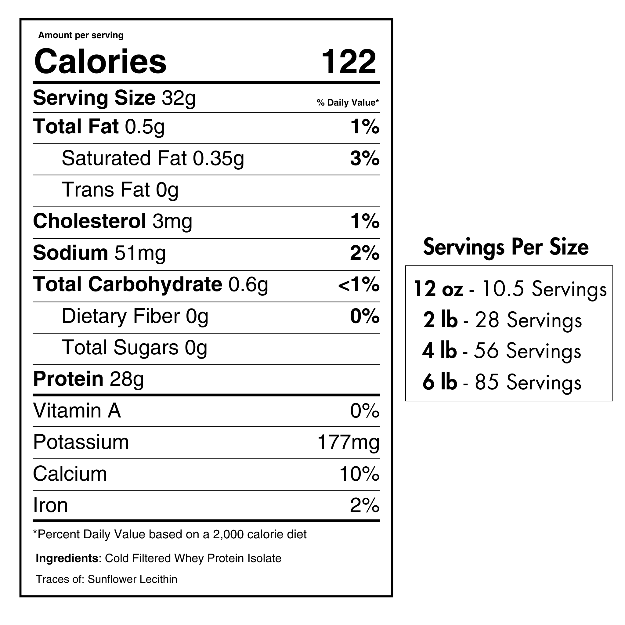 Unflavored Whey Protein Isolate Pure Fitness Supplement